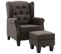 QJBSAVVA Fauteuil avec Repose-Pied Taupe en Tissu, Chaise Longue de Salon Rembourrée avec Dossier Haut, Fauteuil Relax pour Coin Lecture et Chambre, 68 x 78 x 94 cm
