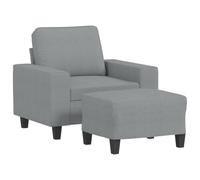 QJBSAVVA Fauteuil avec tabouret, gris clair, fauteuil rembourré moderne avec housse en tissu, fauteuil de relaxation confortable pour salon, largeur d'assise 60 cm, cadre en métal solide et cadre en