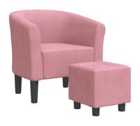 QJBSAVVA Fauteuil Cabriolet avec Repose-Pied en Velours Rose, Chaise d'Appoint Moderne pour Salon, Chambre et Bureau, Fauteuil Crapaud Rembourré à Boutons Tuftés, Charge 110 kg