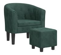 QJBSAVVA Fauteuil Cabriolet avec Repose-Pied en Velours Vert Foncé, Chaise d'Appoint Moderne Rembourrée avec Boutons Tuftés pour Salon, Chambre et Bureau, 70 x 56 x 68 cm