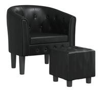 QJBSAVVA Fauteuil Cabriolet avec Repose-Pied Noir en Similicuir, Chaise de Salon Moderne en Bois, Fauteuil Crapaud Confortable pour Chambre et Bureau, Capacité Max 110 kg