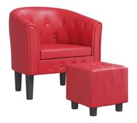QJBSAVVA Fauteuil Cabriolet avec Repose-Pied Rouge en Similicuir, Chaise de Salon Moderne et Confortable pour Chambre, Bureau ou Entrée, Cadre en Bois, 70 x 56 x 68 cm