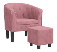 QJBSAVVA Fauteuil Cabriolet avec Repose-Pied Velours Rose - Fauteuil Crapaud Capitonné pour Salon, Chambre et Bureau - Chaise d'Appoint Rembourrée, 70 x 56 x 68 cm