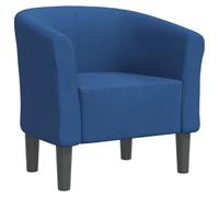 QJBSAVVA Fauteuil Cabriolet en Tissu Bleu, Chaise d'Appoint Rembourrée avec Cadre en Bois pour Salon, Chambre à Coucher, Bureau et Chambre d'amis, Dimensions 70 x 56 x 68 cm