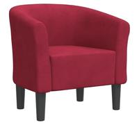 QJBSAVVA Fauteuil Cabriolet en Velours Rouge Bordeaux, Chaise d'Appoint Moderne pour Salon, Chambre et Bureau, Fauteuil Crapaud Confortable avec Cadre en Bois, 70 x 56 x 68 cm