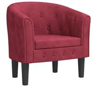 QJBSAVVA Fauteuil Cabriolet en Velours Rouge Bordeaux, Chaise de Chambre Moderne et Confortable pour Salon, Bureau ou Chambre d'amis, Fauteuil d'Appoint Capitonné avec Boutons Tuftés