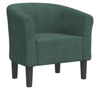 QJBSAVVA Fauteuil Cabriolet en Velours Vert Foncé, Chaise d'Appoint Moderne avec Cadre en Bois, Fauteuil Confortable pour Salon, Chambre et Bureau, 70 x 56 x 68 cm