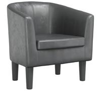 QJBSAVVA Fauteuil Cabriolet Moderne en Similicuir Gris, Chaise de Salon Confortable avec Cadre en Bois, Petit Fauteuil Crapaud pour Chambre et Bureau, 70x56x68 cm