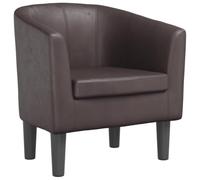 QJBSAVVA Fauteuil Cabriolet Moderne en Similicuir Marron, Chaise de Salon Confortable avec Structure en Bois et Assise Rembourrée pour Chambre et Bureau, 70 x 56 x 68 cm