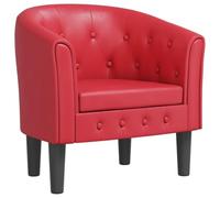 QJBSAVVA Fauteuil Cabriolet Rouge en Similicuir, Chaise de Salon Moderne avec Boutons Décoratifs, Siège Rembourré Confortable pour Chambre, Bureau et Espace de Lecture, 70x56x68 cm