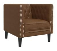 QJBSAVVA Fauteuil Chesterfield en Similicuir Daim Marron, Chaise de Canapé Rembourrée avec Pieds Robustes, Monoplace Vintage pour Salon, Bureau et Chambre, 71x74,5x70,5 cm