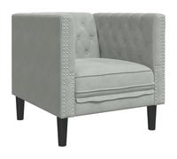 QJBSAVVA Fauteuil Chesterfield en Velours Gris Clair, Fauteuil Capitonné de Salon Confortable pour Coin Lecture ou Bureau, Chaise Rembourrée Style Rétro, 71 x 74,5 x 70,5 cm