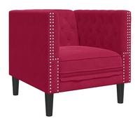 QJBSAVVA Fauteuil Chesterfield en Velours Rouge Bordeaux, Chaise Capitonnée avec Pieds en Bois Massif, Petit Canapé Monoplace pour Salon, Chambre et Bureau, 71 x 74,5 x 70,5 cm