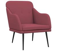 QJBSAVVA Fauteuil de Salon Confortable en Tissu Rouge Bordeaux 63x76x80 cm, Chaise de Relaxation avec Cadre en Métal et Dossier Incliné Rembourré pour Bureau et Séjour