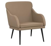 QJBSAVVA Fauteuil de Salon en Similicuir Cappuccino, Chaise de Relaxation avec Cadre en Métal Robuste, Fauteuil Confortable pour Salon, Chambre et Bureau, 63x76x80 cm