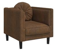 QJBSAVVA Fauteuil de Salon en Similicuir Daim Marron, Chaise de Relaxation Rembourrée avec Coussin Rond, Fauteuil Cabriolet Moderne pour Salon et Chambre, 71 x 77 x 70 cm
