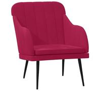 QJBSAVVA Fauteuil en Velours Rouge Bordeaux 63x76x80 cm, Chaise de Relaxation Confortable avec Cadre en Métal, Siège Rembourré avec Accoudoirs pour Salon, Chambre et Bureau