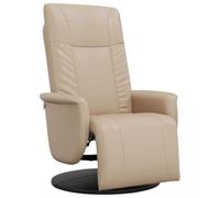 QJBSAVVA Fauteuil Inclinable avec Repose-Pieds Cappuccino Similicuir, Fauteuil de Relaxation Pivotant à 360 Degrés pour Salon, Dossier Réglable de 105 à 125 Degrés, Max 110 kg