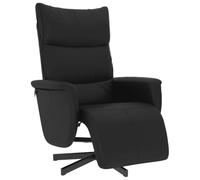QJBSAVVA Fauteuil Inclinable avec Repose-Pieds Similicuir Noir, Chaise de Relaxation Pivotante à 360 Degrés pour Salon, Dossier Réglable de 105 à 125 Degrés, Charge Max 110 kg