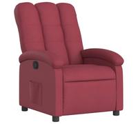 QJBSAVVA Fauteuil Inclinable de Relaxation en Tissu Rouge Bordeaux, Fauteuil Relax Manuel avec Repose-Pieds Réglable et Poche Latérale pour Salon et Chambre, Charge Max 110 kg