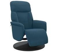 QJBSAVVA Fauteuil Inclinable Manuel avec Repose-Pied Velours Bleu, Fauteuil de Relaxation Pivotant à 360 Degrés pour Salon, Bureau et Chambre, Capacité de Charge 110 kg