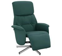 QJBSAVVA Fauteuil Inclinable Manuel avec Repose-Pieds, Fauteuil de Relaxation Pivotant à 360 Degrés en Tissu pour Salon et Bureau, Chaise de Lecture Ergonomique, Vert Foncé