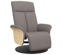 QJBSAVVA Fauteuil Inclinable Manuel avec Repose-Pieds, Fauteuil Relax Pivotant à 360 Degrés en Tissu Taupe, Chaise de Salon Ergonomique et Stable pour Lecture et Détente