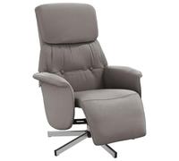 QJBSAVVA Fauteuil Inclinable Manuel avec Repose-Pieds, Fauteuil Relax Pivotant à 360 Degrés pour Salon, Chaise de Relaxation Ergonomique en Tissu et Métal, Taupe