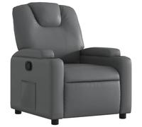 QJBSAVVA Fauteuil Inclinable Manuel en Similicuir Gris, Fauteuil de Relaxation avec 2 Porte-Gobelets et Poche Latérale, Chaise Inclinable Ergonomique pour Salon et Cinéma