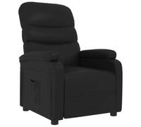 QJBSAVVA Fauteuil Inclinable Manuel en Similicuir Noir, Fauteuil de Relaxation Ajustable avec Repose-Pied et Dossier Inclinable pour Salon, Chambre et Bureau, Charge Max 110 kg