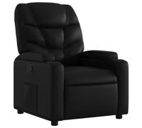 QJBSAVVA Fauteuil Inclinable Manuel en Similicuir Noir, Fauteuil Relax avec Repose-Pieds Réglable à 135 Degrés, 2 Porte-Gobelets et Poche Latérale pour Salon et Cinéma Maison