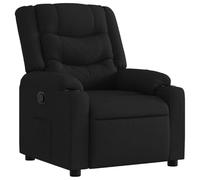 QJBSAVVA Fauteuil Inclinable Manuel en Tissu Noir, Fauteuil de Relaxation de Salon avec Repose-Pieds Réglable, Porte-Gobelets et Poche Latérale, Charge Max 110 kg