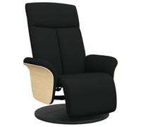 QJBSAVVA Fauteuil Inclinable Manuel en Tissu Noir, Fauteuil de Relaxation Pivotant à 360 Degrés avec Repose-Pieds Réglable, Siège Rembourré pour Salon et Bureau, 110 kg