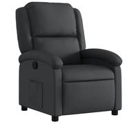 QJBSAVVA Fauteuil Inclinable Relax en Cuir Véritable Noir, Chaise de Salon Ergonomique avec Repose-Pieds et Dossier Réglables, Fauteuil TV Confortable pour Salon et Bureau