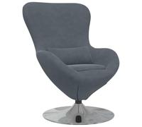 QJBSAVVA Fauteuil Oeuf Pivotant 360 Degrés en Velours Gris Foncé, Chaise Lounge Moderne pour Salon et Chambre, Fauteuil de Relaxation avec Accoudoirs, 63 x 73 x 90 cm