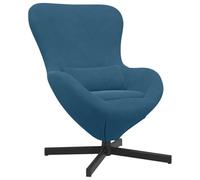 QJBSAVVA Fauteuil Oeuf Pivotant en Velours Bleu, Chaise de Salon Moderne avec Coussin Lombaire et Pieds en Métal, Fauteuil Pivotant 360 Degrés pour Chambre, 63 x 73 x 90 cm