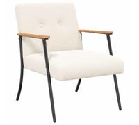 QJBSAVVA Fauteuil Salon Design en Tissu Bouclette Crème, Chaise de Lecture Moderne avec Pieds en Acier, Fauteuil Ergonomique pour Chambre et Séjour, 59 x 75 x 78 cm