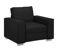 QJBSAVVA Fauteuil simple, noir, 100 cm de large, en cuir synthétique, avec accoudoirs, fauteuil rembourré moderne pour salon et bureau, structure en contreplaqué en métal solide