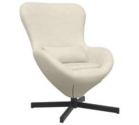 QJBSAVVA Fauteuil Œuf Pivotant en Velours Crème 63 x 73 x 90 cm, Chaise de Salon Moderne pour Chambre, Siège Pivotant 360 Degrés avec Dossier Ergonomique et Coussin Lombaire