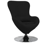QJBSAVVA Fauteuil Œuf Pivotant Noir 63 x 73 x 90 cm - Chaise Œuf de Salon en Tissu et Métal avec Coussin Lombaire - Siège Rotatif 360 Degrés pour Chambre et Bureau