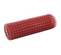 QJBSAVVA Grillage en Acier avec Revêtement PVC Rouge 25x0,5 m - Clôture Métallique Maille Carrée 19x19 mm pour Jardin, Poulailler, Volière et Protection des Plantes