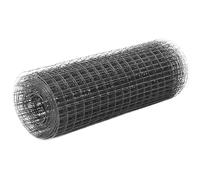 QJBSAVVA Grillage en Acier Galvanisé avec Revêtement PVC Gris 25x0,5 m - Rouleau de Grillage à Poule Maille Carrée 12x12 mm pour Clôture de Jardin, Volière, Enclos Animaux et Poulailler