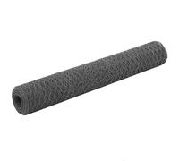 QJBSAVVA Grillage Hexagonal en Acier avec Revêtement PVC Gris 25 x 1 m, Rouleau de Grillage à Poule Maille 36 mm, Clôture pour Poulailler Jardin Potager et Enclos pour Animaux