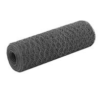 QJBSAVVA Grillage Triple Torsion en Acier avec Revêtement PVC Gris 25x0,5m - Rouleau de Grillage Métallique à Maille Hexagonale 25mm pour Clôture Jardin, Poulailler et Volière