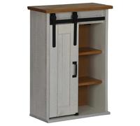 QJBSAVVA Halden Armoire suspendue avec porte coulissante, armoire murale blanche en pin massif, armoire de salle de bain et de cuisine avec étagères, montage mural, 49 x 22,5 x 70 cm