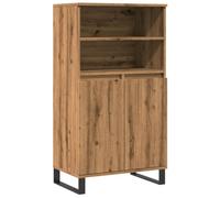 QJBSAVVA Highboard Artisan Buffet en chêne 60 x 36 x 110 cm avec 6 compartiments et portes, armoire moderne en bois avec pieds en métal, commode industrielle pour salon et couloir