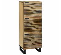 QJBSAVVA Highboard en Bois de Manguier Massif Marron, Buffet Haut de Rangement Rustique avec 3 Portes, Meuble Armoire Étroit pour Salon et Entrée, 40 x 33,5 x 110 cm