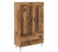 QJBSAVVA Highboard Modern en Bois d'Ingénierie, Buffet Haut Style Rétro avec Tiroir et 2 Portes, Armoire de Rangement Compacte pour Salon, Salle à Manger et Bureau, 69,5x31x115 cm, Bois Ancien