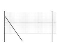 QJBSAVVA Kit Clôture de Jardin avec Poteaux, Grillage en Rouleau Euro 1 x 25 m, Structure en Acier et PVC Gris pour Délimitation de Propriété, Terrasse et Cour Extérieure