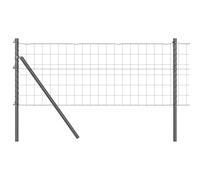 QJBSAVVA Kit Clôture de Jardin avec Poteaux Gris 0,8 x 10 m, Grillage en Rouleau Acier et PVC pour Délimitation Extérieure, Barrière pour Cour et Terrasse